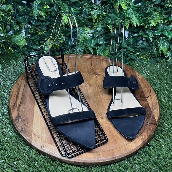 GIANVITO ROSSI Flats Women 41EU/10US Black Made In‎ Italy Suede Sandals 2270 - Picture 1 of 11